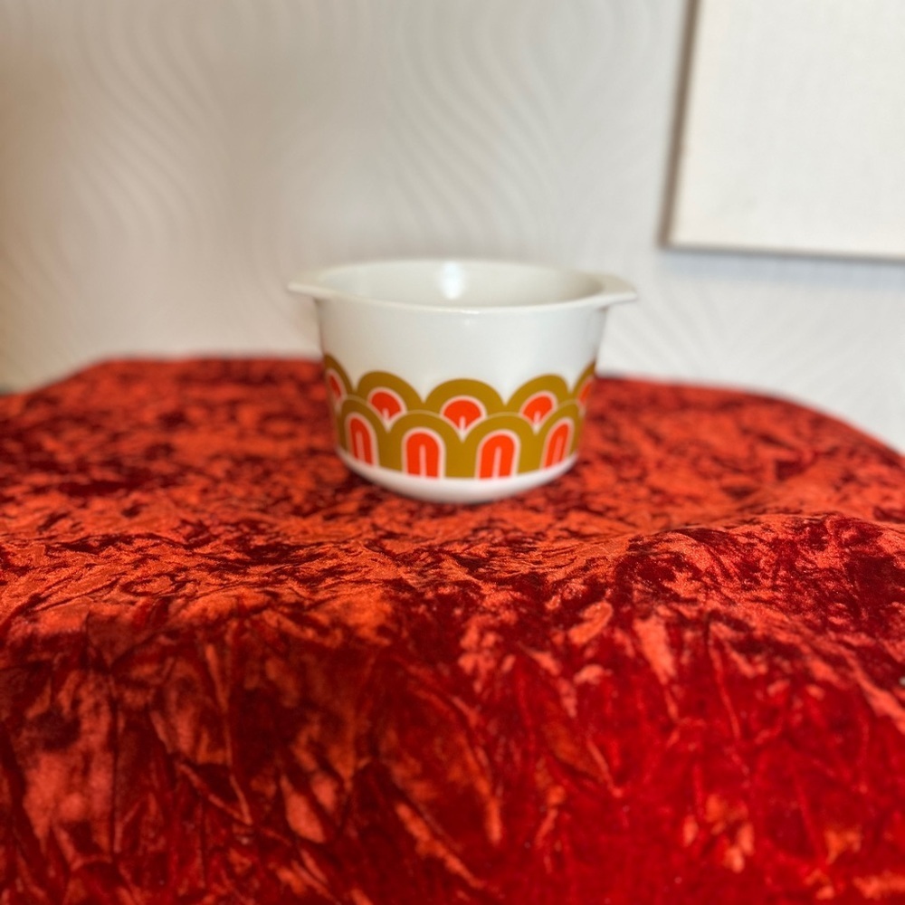 Pyrex Arches Vintage White and Orange Ceramic Bowl 343